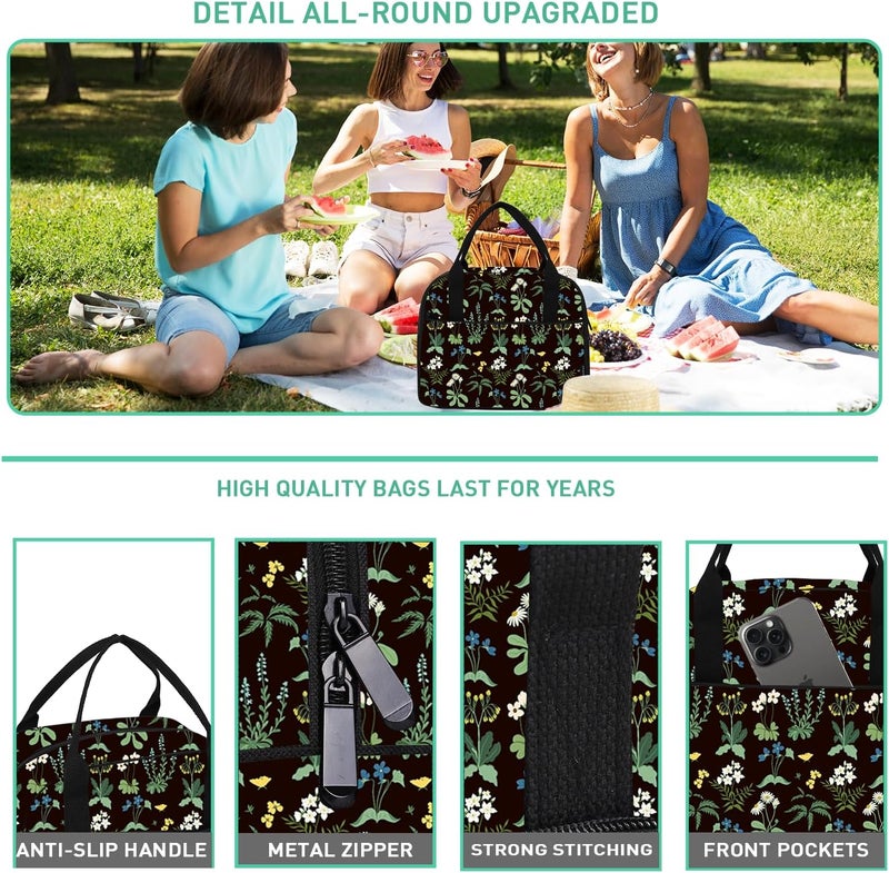 VLM Lunch Bag,Lunch Box for Women Men,Reusable Insulated Lunch Tote,Small Leakproof Cute Lunch Cooler with High Capacity for Work,Picnic,Camping - Image 3
